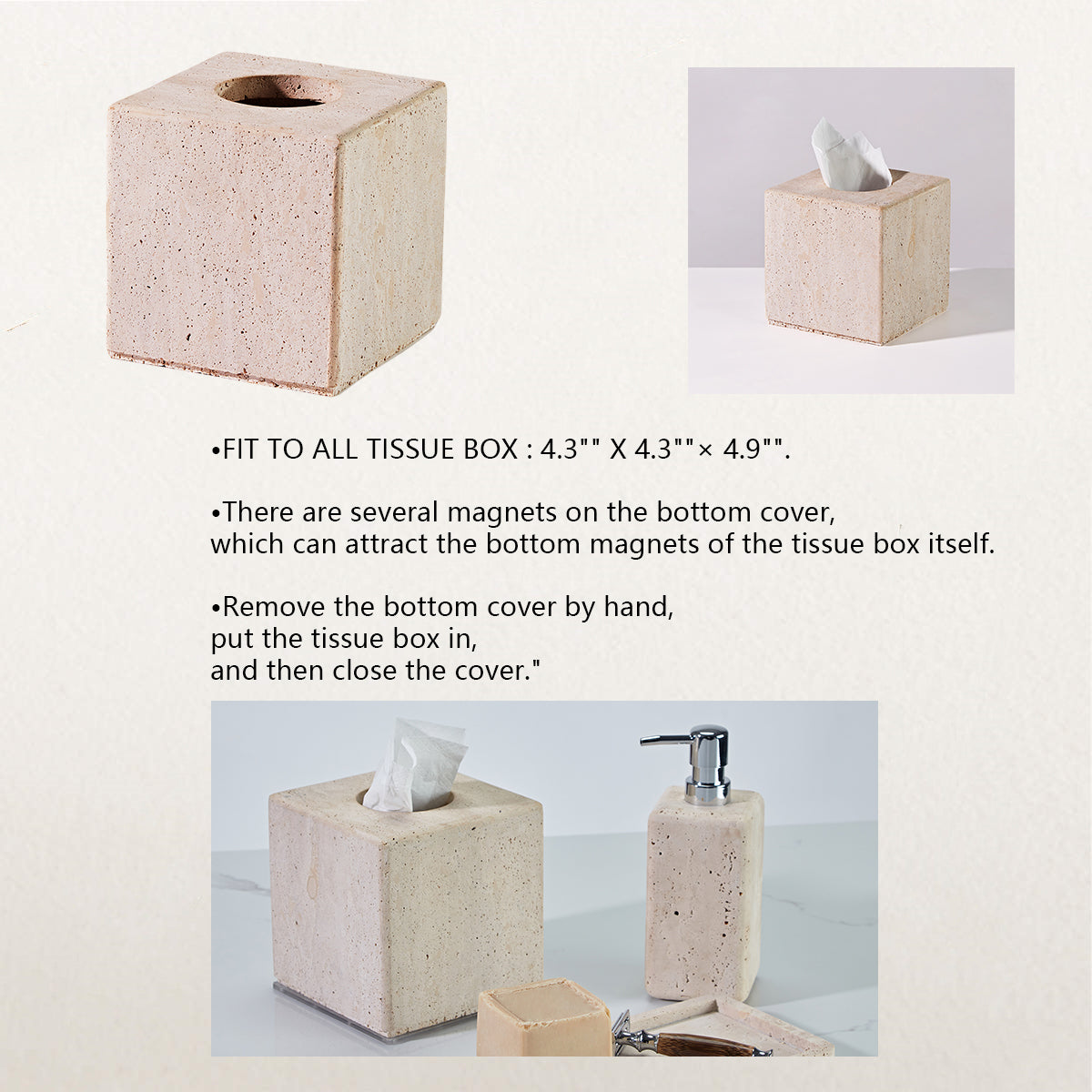 Nature's Touch Travertine Bath Accessories with Organic Edge and Unique Variations for Rustic Bathroom Decor