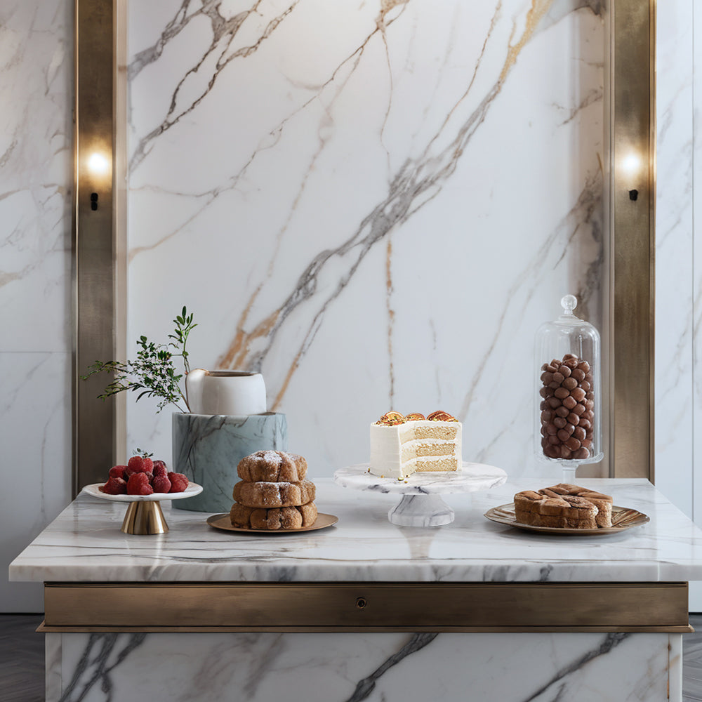 Unique Marble Cake Stand with Footed Base for Festive Presentation - Perfect for Showcasing Cake on Cake Stand