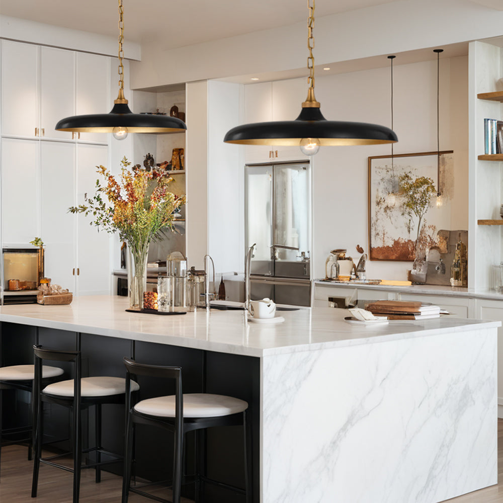 Dramatic Elegance Pendant Light with Rustic Gilding and Distinctive Low Shades - Versatile Lighting for Chic Casual Design in Kitchens and Living Rooms