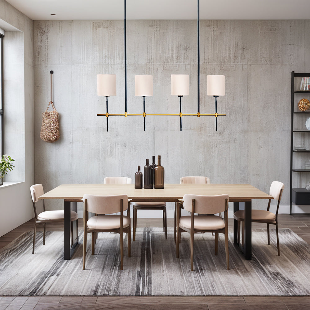 Luxury Linen Linear Metal Chandelier - High-End Design with Sophisticated Construction and Rich Finishes - Perfect Light Fixtures for Dining Room