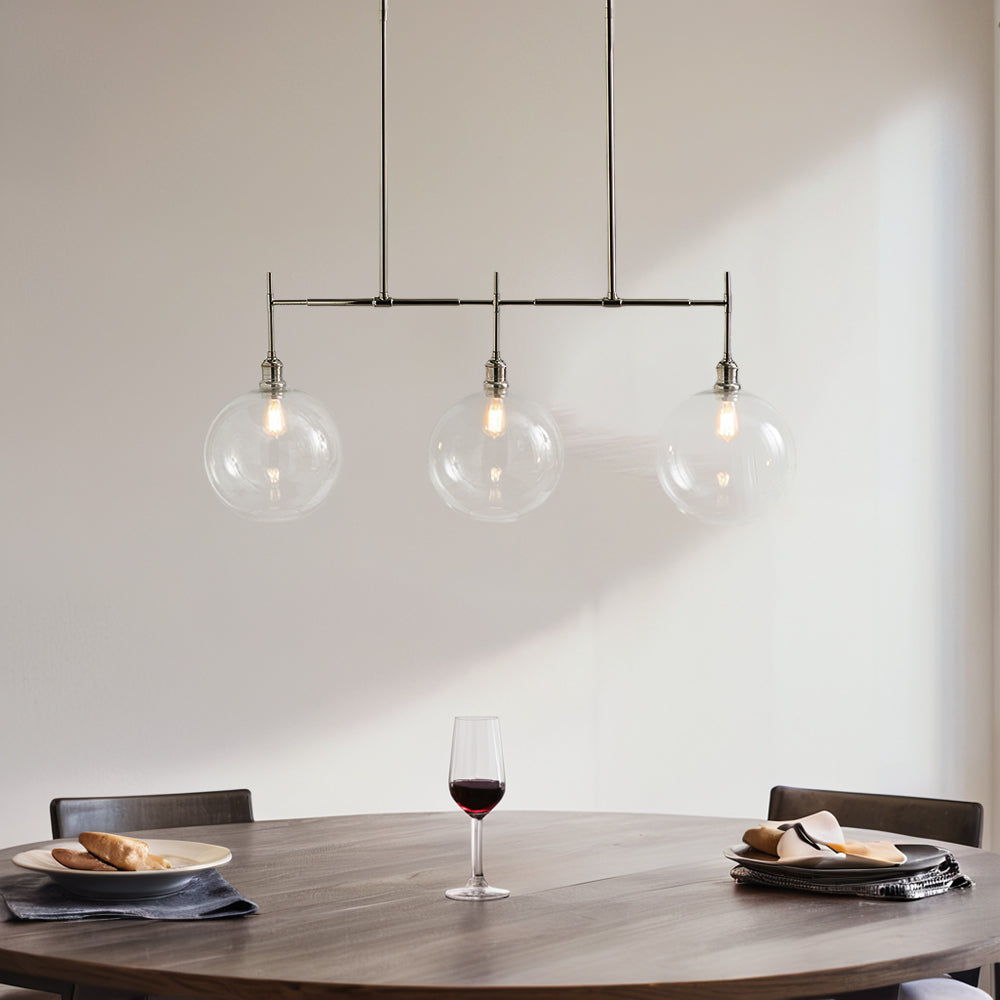 Modern Glam Linear Globe Chandelier - Stylish Two-Toned Light Fixture for Dining Room