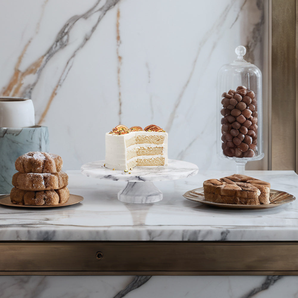 Unique Marble Cake Stand with Footed Base for Festive Presentation - Perfect for Showcasing Cake on Cake Stand