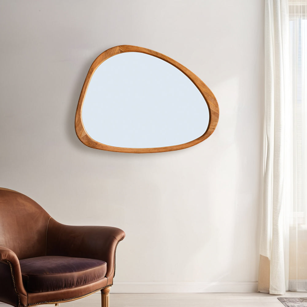 Reflections of Nature: Acacia Wood Framed Mirror - Handcrafted Polished Acacia Wood Frame - Perfect for Asymmetrical Mirror, Large Asymmetrical Mirror, and Asymmetrical Bathroom Mirror