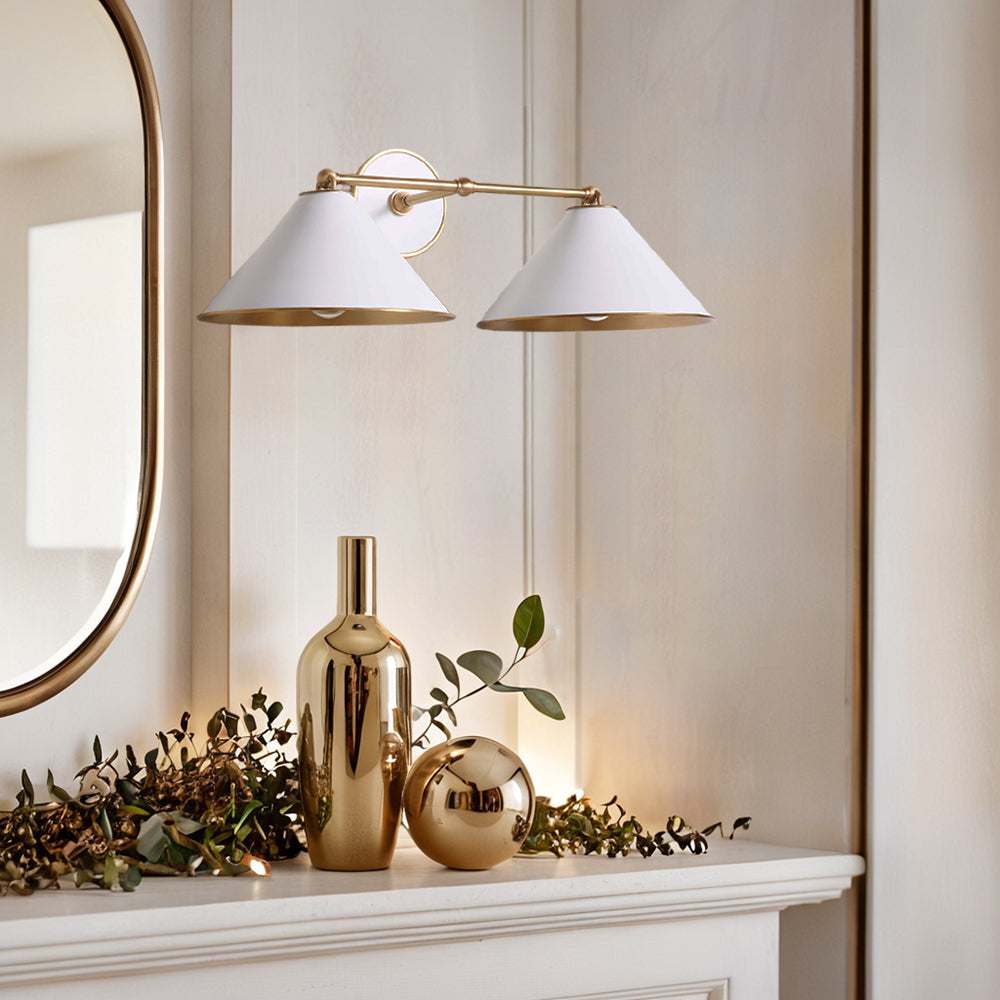 Modern Elegance Wall Sconce with Two-Toned Backplate and Polished Brass Interior - Ideal for Living Room and Bedroom Lighting