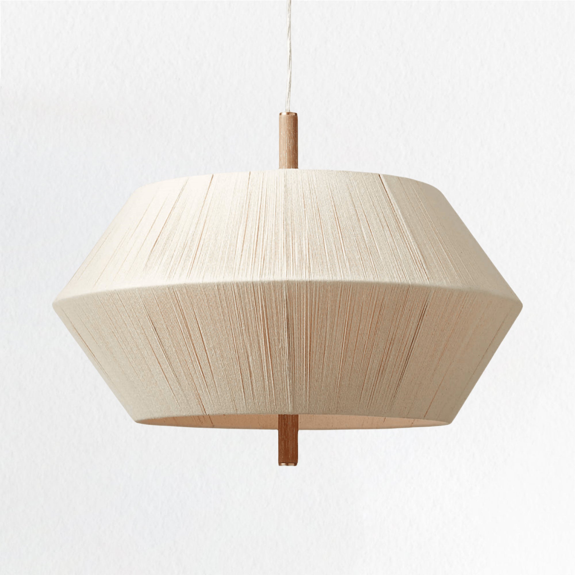 Contemporary Boho Oak Natural Cotton Weaved Pendant Light - Stylish White Oak with Cotton Rope Shade for Dining Room