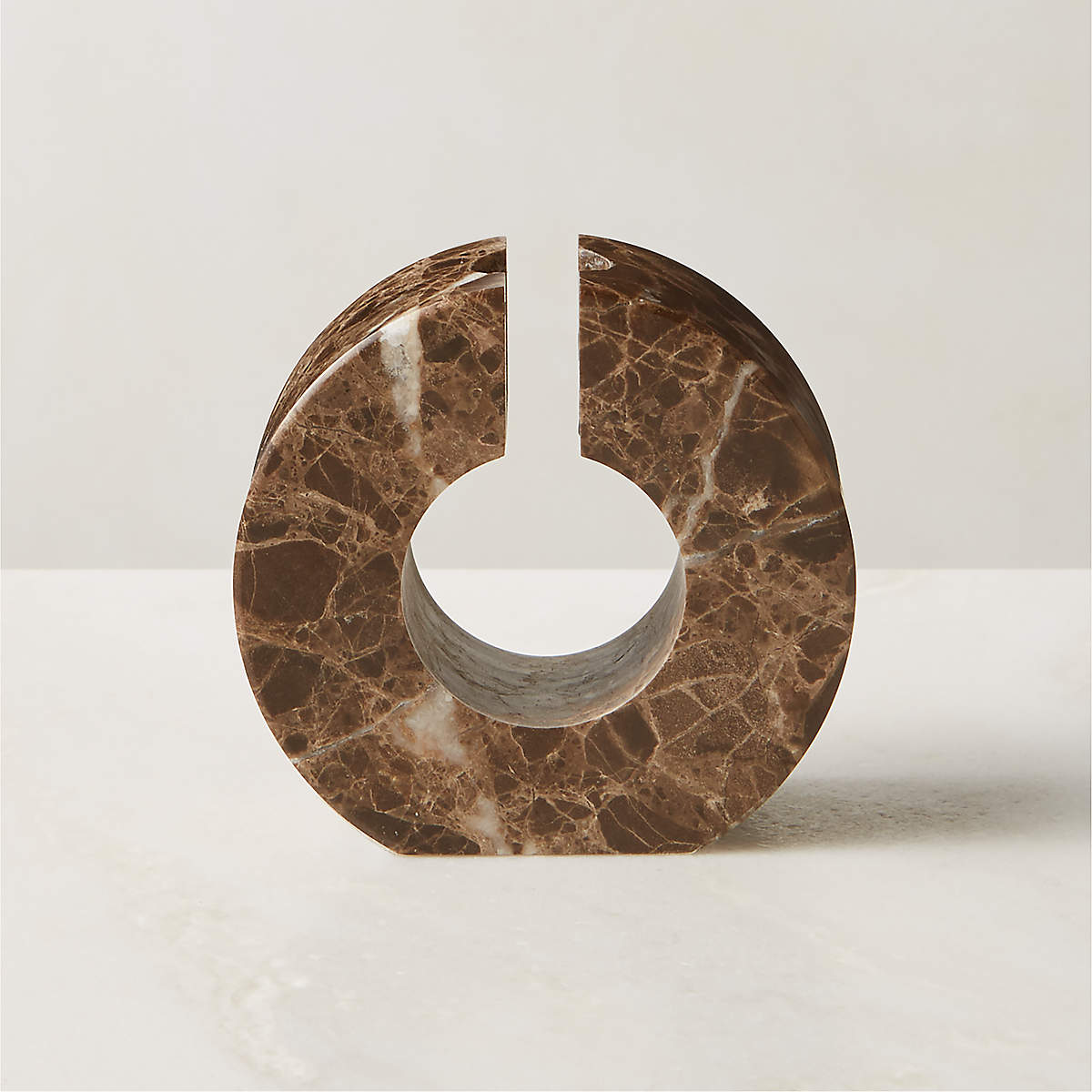 Orla Brown Marble Taper Candle Holder