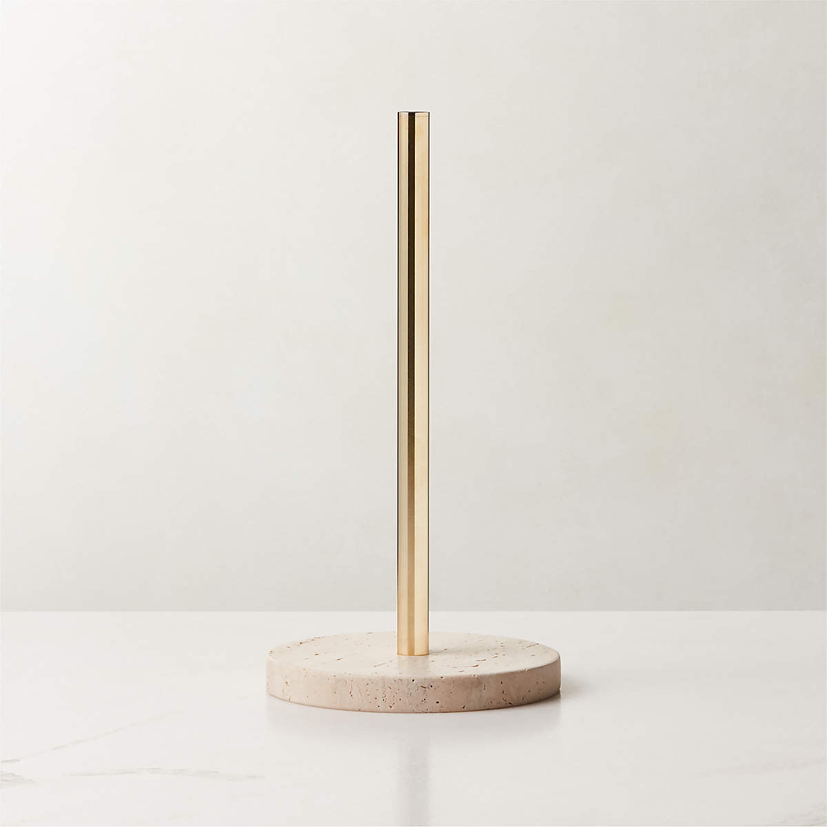 Toyon Travertine and Brass Paper Towel Holder