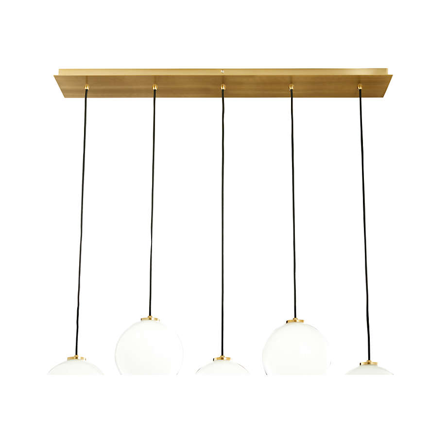 Arren Brass Linear 5-Light Pendant with Clear Mixed Shades 41"Wx8"Dx45.75"H