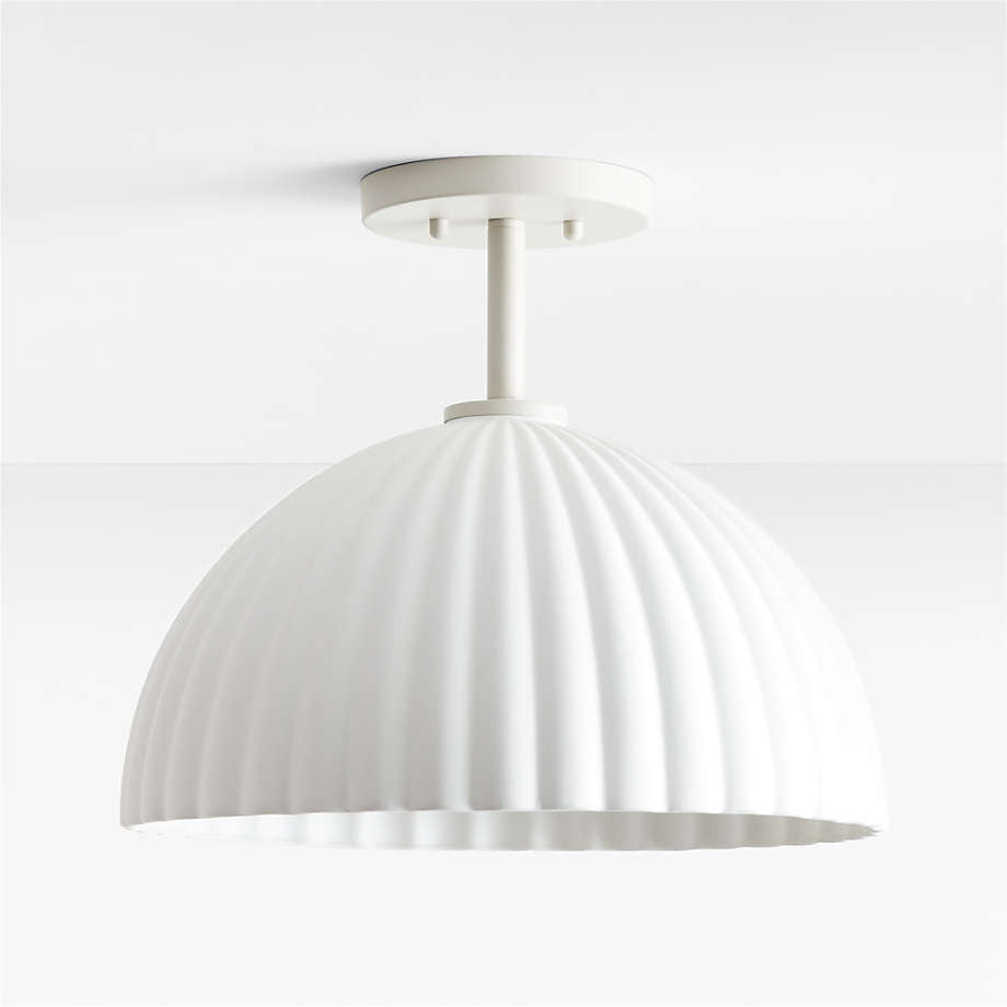 Bea White Scalloped Ceramic 15" Flush Mount Ceiling Light