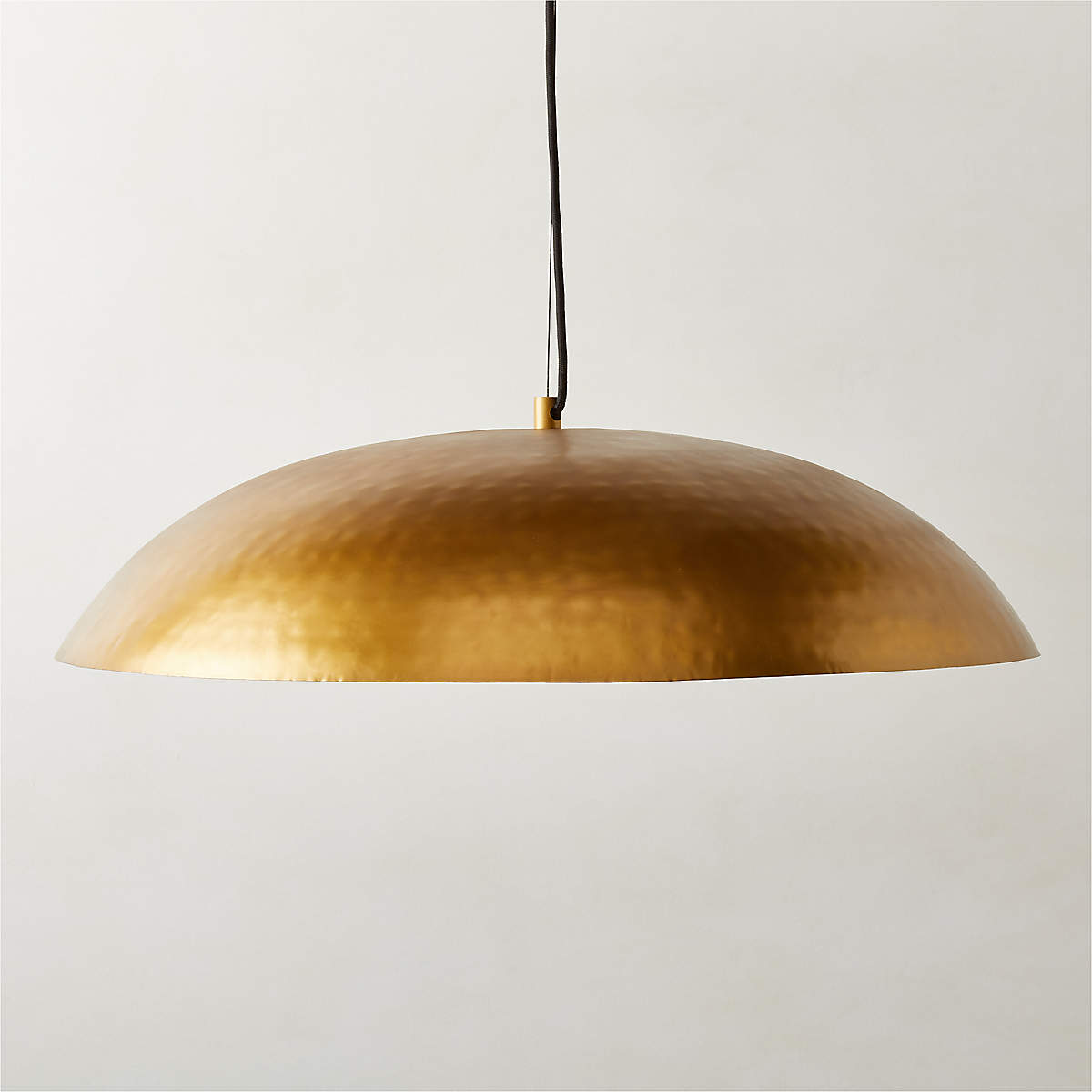 Hammered Brass Shallow Dome Pendant Light 81"H