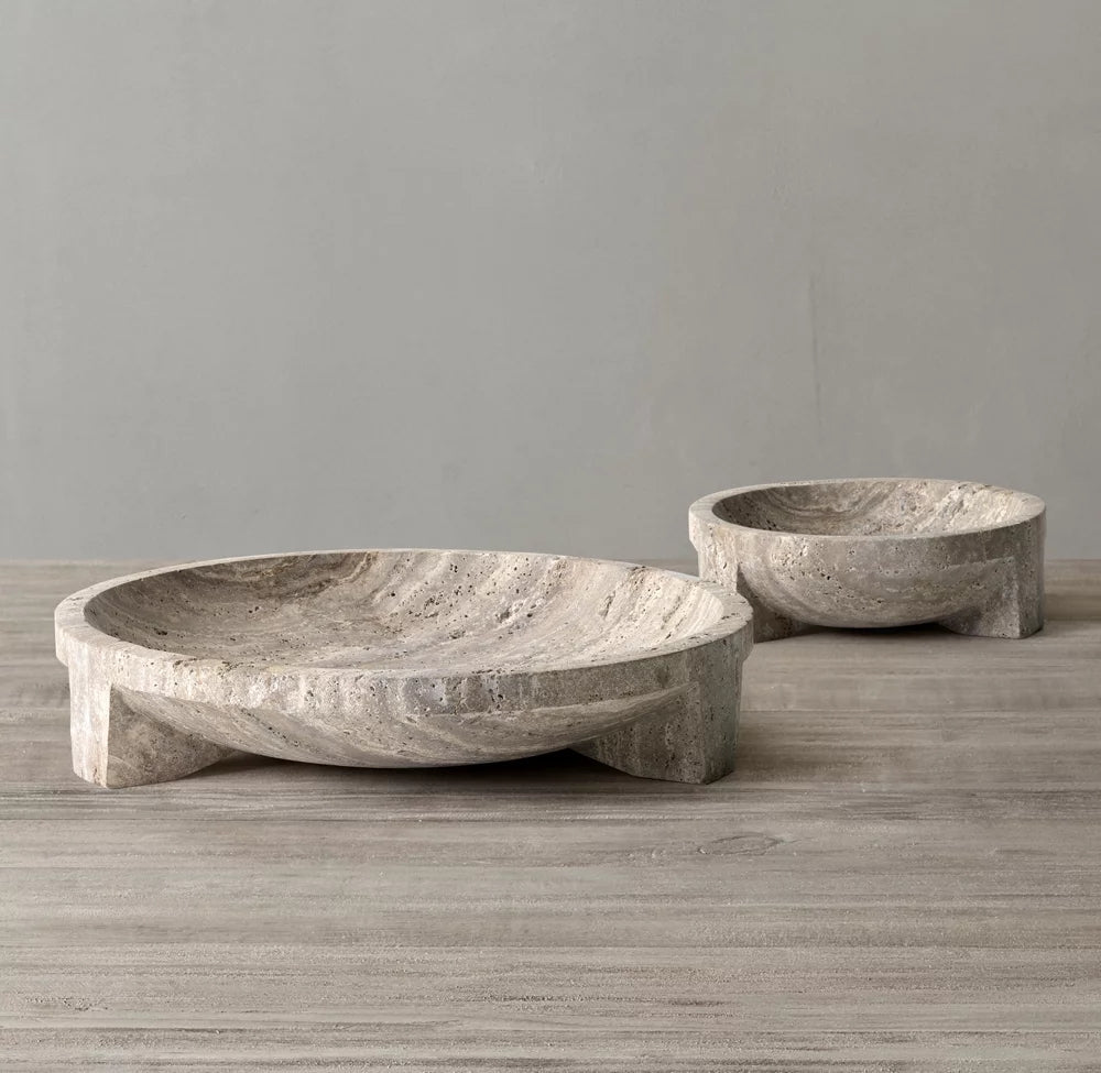 Travertine Footed Bowl
