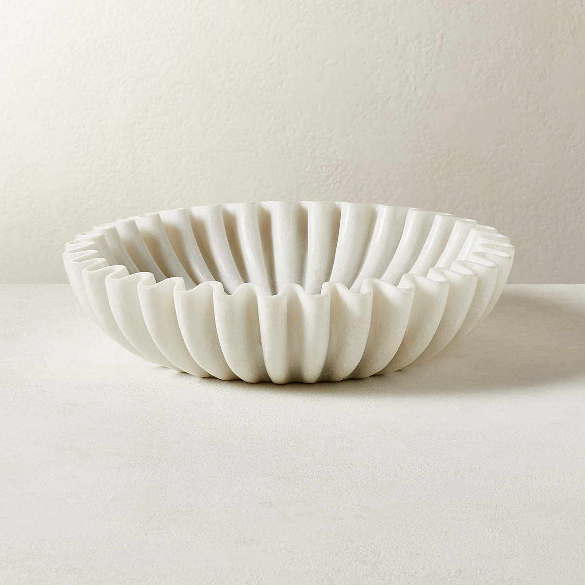 Reve Round Fluted White Marble Bowl